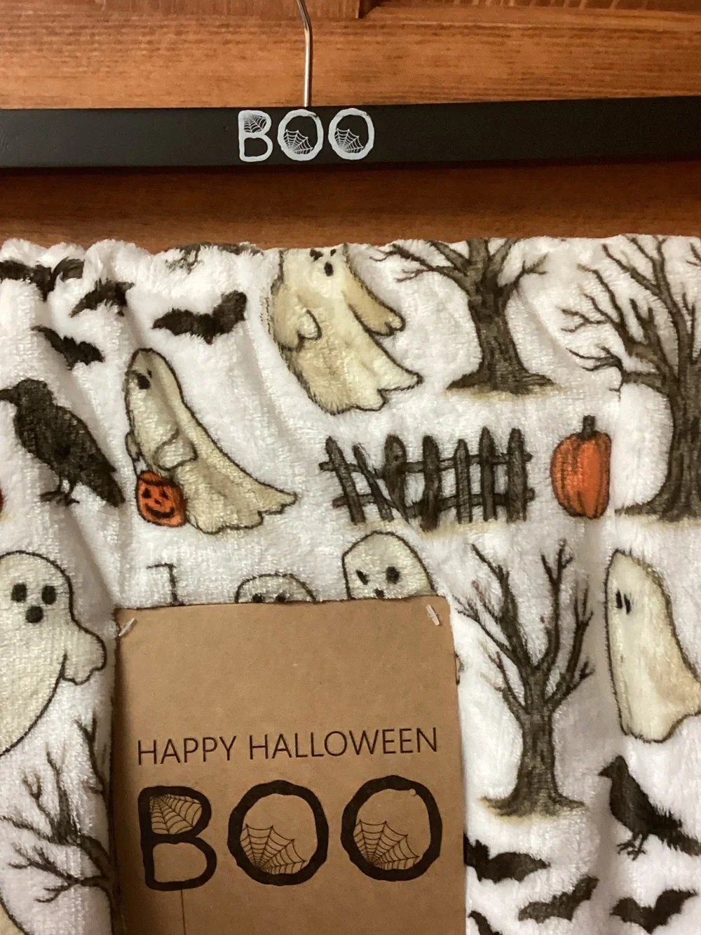 Halloween Ghosts and Crows Throw Blanket 🎃 🐦‍⬛